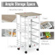 Rolling Kitchen Cart, Utility Storage Cart with 4 Basket Drawers &amp; Side Racks, Wheels for Dining Room, Natural and White