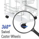 Rolling Kitchen Cart, Utility Storage Cart with 4 Basket Drawers &amp; Side Racks, Wheels for Dining Room, Natural and White