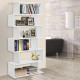 S Shape Wooden 6-tier Bookshelf Open Concept Bookcase Storage Display Unit for Home Office Living Room, White