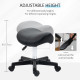 Saddle Stool, PU Leather Adjustable Rolling Salon Chair with Steel Frame for Massage, Spa, Beauty and Tattoo, Black