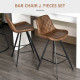 Set Of 2 Bar Stools Vintage Microfiber Cloth Tub Seats Padded Comfortable Steel Frame Footrest Quilted Home Bar Cafe Kitchen Cha