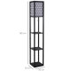 Shelf Floor Lamp Standing Lamp W/4-tier Wooden Open Shelves,26L x 26W x 160Hcm-Black/White