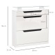 Shoe Storage Cabinet, Shoe Cupboard with Slide Out Drawer, 2 Flip Doors, Tempered Glass Top and Adjustable Shelves for 16 Pairs 