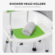 Shower Stool with Backrest, Height Adjustable Shower Chair with Anti-slip Foot Pads, Shower Head Holder, Green