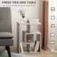 Side Table, 3 Tier End Table with Open Storage Shelves, Living Room Coffee Table Organiser Unit, Cement Colour