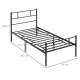 Single Metal Bed Frame Solid Bedstead Base with Headboard and Footboard, Metal Slat Support and Underbed Storage Space, Bedroom 