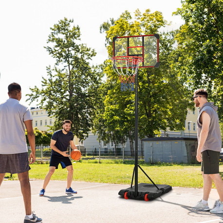 SPORTNOW Height Adjustable Basketball Hoop and Stand with Firm Backboard and Weighted Base, Portable on Wheels, Red