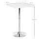 Square Height Adjustable Bar Table Counter Pub Desk with Metal Base for Home Bar, Dining Room, Kitchen, White