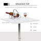 Square Height Adjustable Bar Table Counter Pub Desk with Metal Base for Home Bar, Dining Room, Kitchen, White