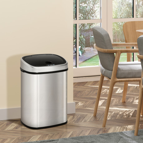 Stainless Steel Kitchen Sensor Dustbin Automatic Touchless Rubbish Garbage Waste Bin 48L Silver