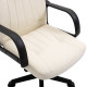 Swivel Executive Office Chair Home Mid Back PU Leather Computer Desk Chair for Adults with Arm, Wheels, Cream