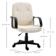 Swivel Executive Office Chair Home Mid Back PU Leather Computer Desk Chair for Adults with Arm, Wheels, Cream