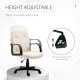 Swivel Executive Office Chair Home Mid Back PU Leather Computer Desk Chair for Adults with Arm, Wheels, Cream