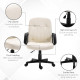 Swivel Executive Office Chair Home Mid Back PU Leather Computer Desk Chair for Adults with Arm, Wheels, Cream