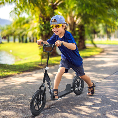 Teen Push Scooter Kids Children Stunt Scooter w/ 12" EVA Tyres, Black