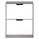 Two Drawer Shoe Cabinet Home Storage Organiser w/ Groove Handles Adjustable Shelves Modern Boxy Rack Hallway Bedroom Furniture