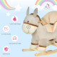 Kids Children Rocking Horse Plush Ride On Donkey Seat w/ Sound Wood Base Seat Safety Belt Toddler Baby Toy Rocker Grey 18 - 36 M