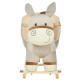 Kids Children Rocking Horse Plush Ride On Donkey Seat w/ Sound Wood Base Seat Safety Belt Toddler Baby Toy Rocker Grey 18 - 36 M