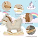 Kids Children Rocking Horse Plush Ride On Donkey Seat w/ Sound Wood Base Seat Safety Belt Toddler Baby Toy Rocker Grey 18 - 36 M