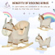 Kids Children Rocking Horse Plush Ride On Donkey Seat w/ Sound Wood Base Seat Safety Belt Toddler Baby Toy Rocker Grey 18 - 36 M