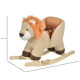 Kids Children Rocking Horse Plush Ride On Lion Seat w/ Sound Wood Base Seat Safety Belt Toddler Baby Toy for 18-36 Months Brown