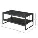 Coffee Table, Two-Tier Marble Centre Table with Metal Frame and Storage Shelf for Living Room, 106 x 50 x 45cm, Black