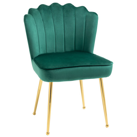 Velvet-Feel Shell Accent Chair - Green