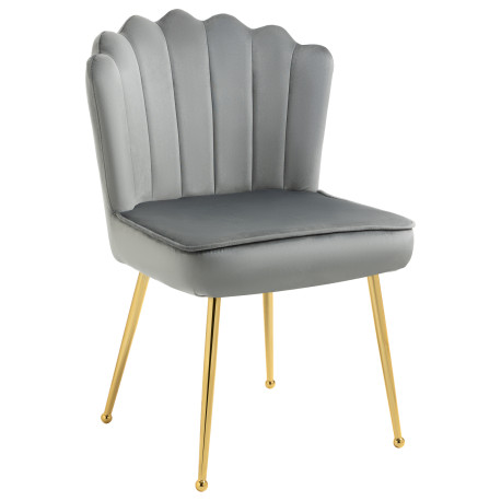 Velvet-Feel Shell Accent Chair - Grey