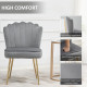 Velvet-Feel Shell Accent Chair - Grey