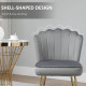 Velvet-Feel Shell Accent Chair - Grey