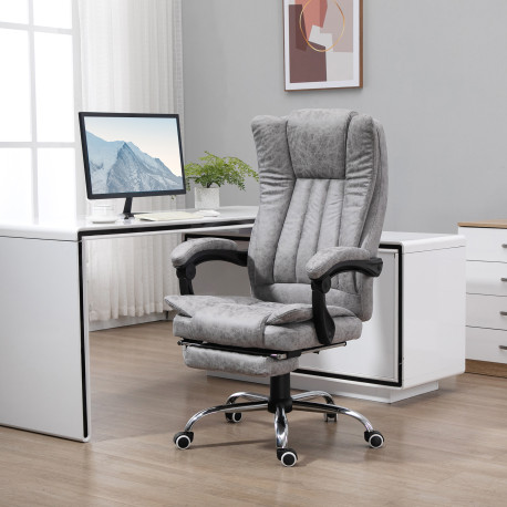 Vinsetto Office Chair with Massage and Heat, Microfibre Reclining Computer Desk Chair with Footrest and Adjustable Height, Swive