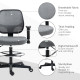 Vinsetto Drafting Chair, Fabric Office Chair, Ergonomic Painting Chair with Height Armrest Adjustable and Foot Ring, 360° Swivel