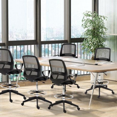 Vinsetto Ergonomic Mesh Back Drafting Chair, Tall Office Chair, Draughtsman Chair with Adjustable Height and Footrest 360° Swive