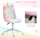 Vinsetto Fluffy Unicorn Office Chair with Mid-Back and Swivel Wheel, Cute Desk Chair, Rainbow Multi-Colored