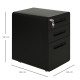 Vinsetto Lockable File Cabinet with 3 Drawers, Vertical Office Drawer for A4, Letter, Legal Size, Anti-tilt Design, Pre-Assemble