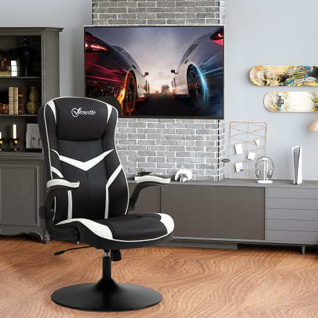 Vinsetto Gaming Chair Ergonomic Computer Chair with Adjustable Height Pedestal Base, Home Office Desk Chair PVC Leather Exclusiv