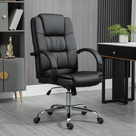 Vinsetto Office Chair, PU Leather Desk Chair with 13cm Soft Padded Seat and Backrest, Swivel Chair with Adjustable Height and Ro