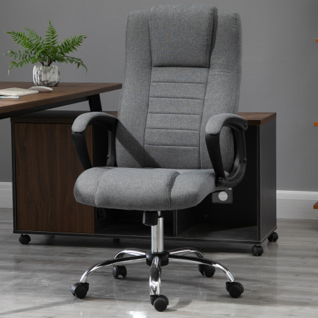 Vinsetto Office Chair, Computer Desk Chair, Linen Fabric Swivel Chair with Adjustable Height, Rolling Wheels for Home and Study,