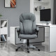 Vinsetto Office Chair, Linen Fabric Desk Chair, Height Adjustable Computer Chair with Padded Armrests, Swivel Wheels and Tilt Fu