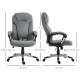 Vinsetto Office Chair, Linen Fabric Desk Chair, Height Adjustable Computer Chair with Padded Armrests, Swivel Wheels and Tilt Fu