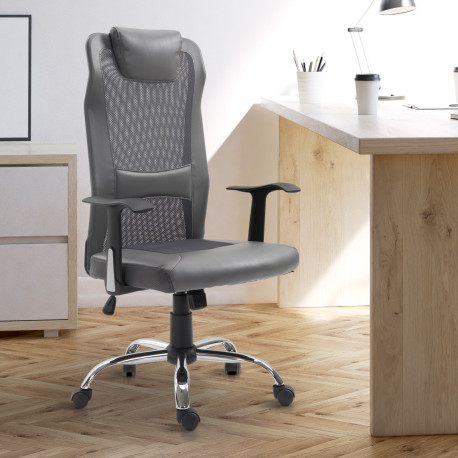 Vinsetto Office Chair, Computer Desk Chair, Mesh and PU Leather Swivel Chair with Adjustable Height and Rolling Wheels for Home 