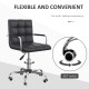 Vinsetto Office Chair, Makeup Vanity Chair, Mid Back Computer Chair, PU Leather Swivel Study Chair with Adjustable Height, Armre