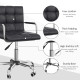 Vinsetto Office Chair, Makeup Vanity Chair, Mid Back Computer Chair, PU Leather Swivel Study Chair with Adjustable Height, Armre