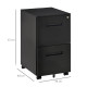 Vinsetto Mobile Steel File Cabinet, 2-Drawer Filing Cabinet, Vertical Lockable Home Office Organizer with Adjustable Partition f