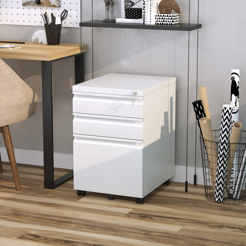 Uilas Vinsetto Metal Filing 3 Drawer File Lockable