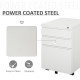 Vinsetto 3 Drawer Filling Cabinet, Mobile Metal File Cabinet with Anti-tilt Design for Letter, A4, Legal Size, White