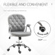 Vinsetto Office Chair, Swivel Desk Chair, Velvet Vanity Chair with Adjustable Height and Rolling Wheels for Home Work Study, Gre