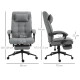 Vinsetto Office Chair with Footrest Ergonomic Office Chair with Armrests Lumber Support and Headrest Light Grey