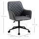 Vinsetto Office Desk Chair, Leather-Feel Fabric Computer Swivel Chair with Rolling Wheels and Adjustable Height for Home, Grey