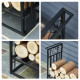 Steel Firewood Log Holder Indoor Outdoor Firewood Rack Fireplace Wood Storage Shelf with 4 Tools, Hooks, Scrolls, Rust-Resistant